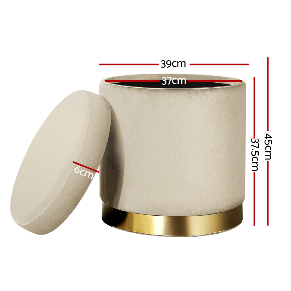  Round Foot Stool Storage Ottoman Footrest Pouffe Padded Seat