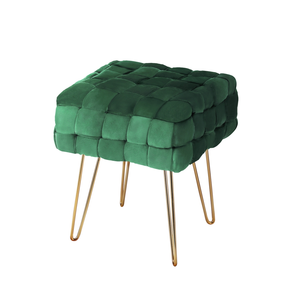 Artiss Ottoman Foot Stool Woven Velvet Green Artiss Ottoman Foot Stool Woven Velvet Green - Aussie Shop