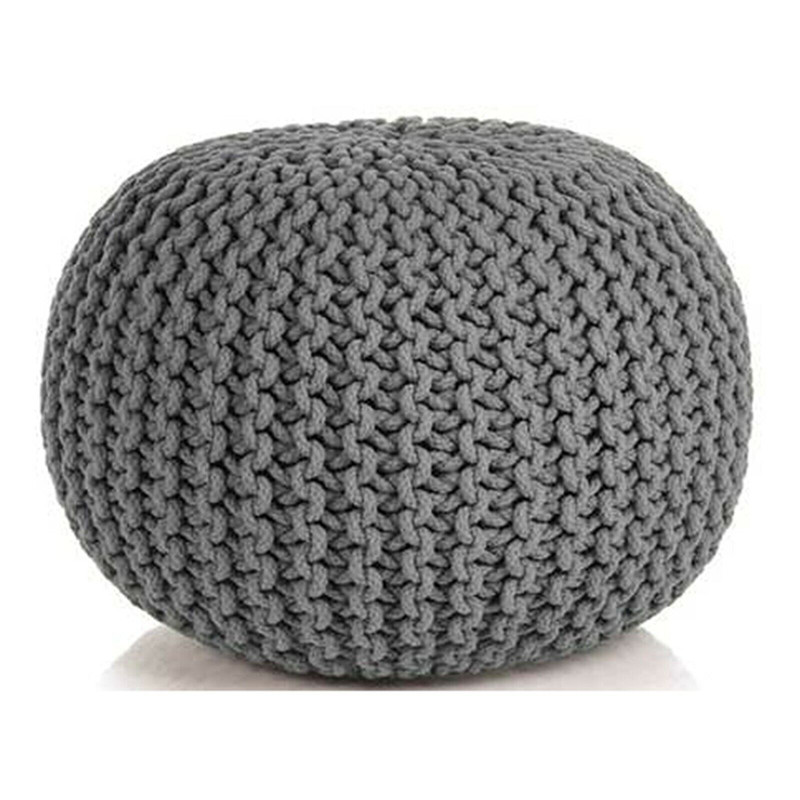  Braided Ottoman Pouffe Footstool Hand Knitted (Grey) - Austr