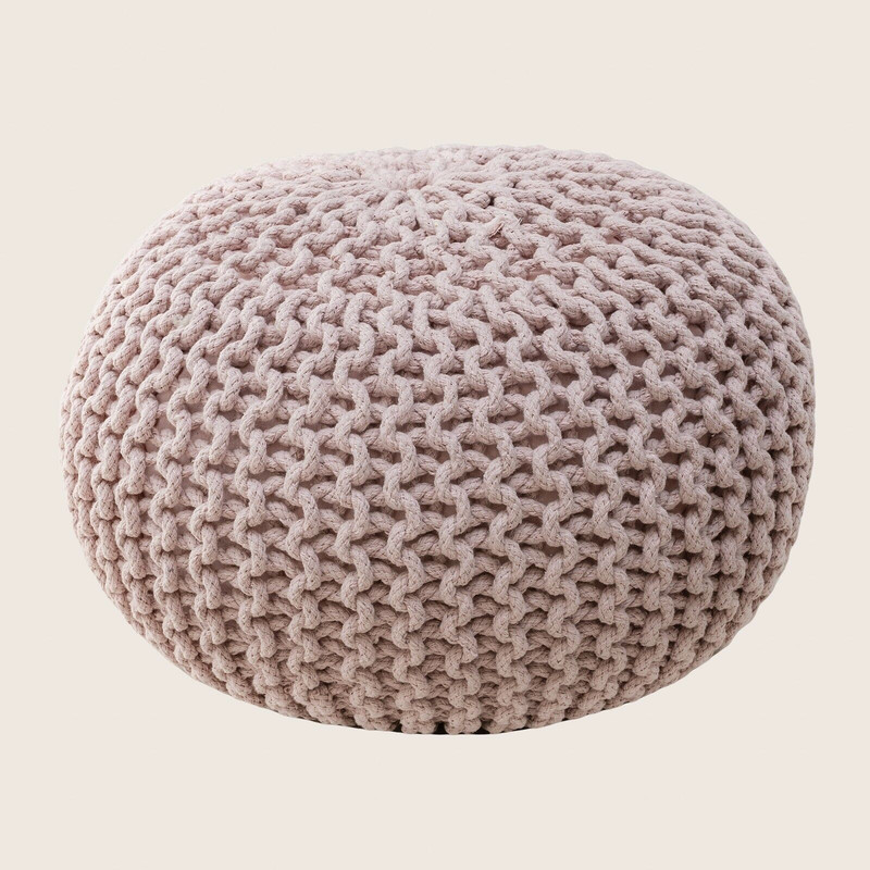  Braided Ottoman Pouffe Footstool Hand Knitted (Blush Pink) -