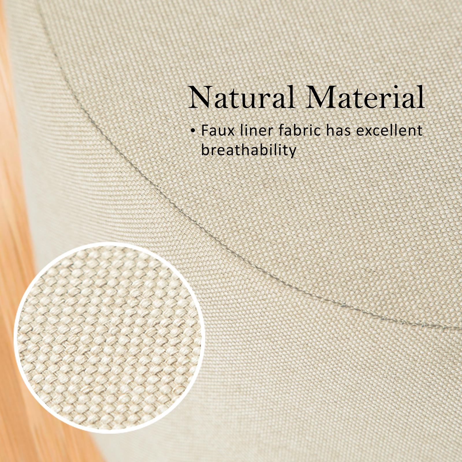 La Bella 2 Set Beige Fabric Ottoman Round Wooden Leg Footsto - La Bella 2 Set Beige Fabric Ottoman Round Wooden Leg Footsto