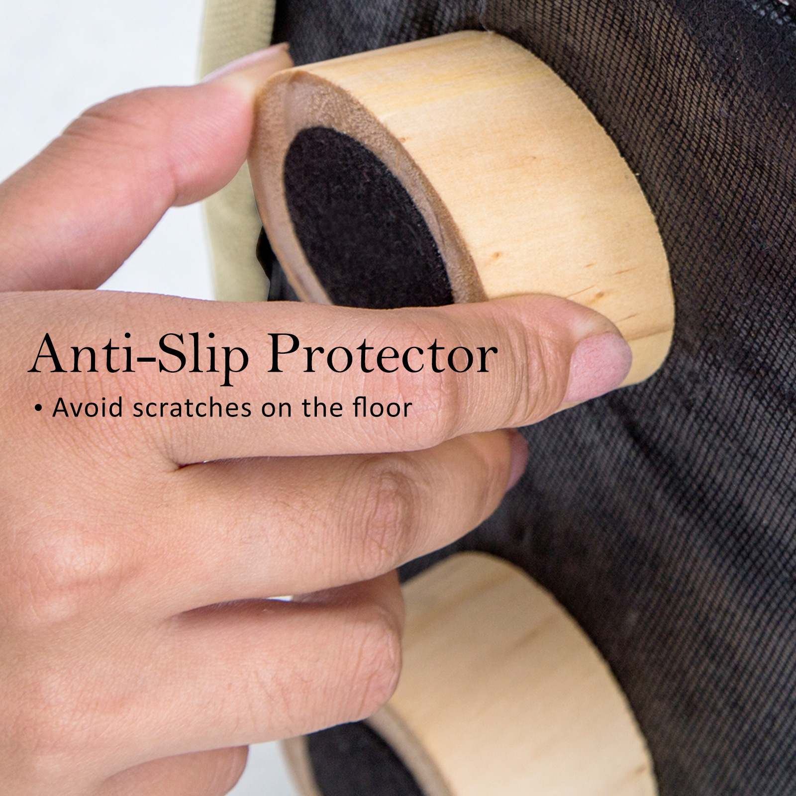 La Bella 2 Set Beige Fabric Ottoman Round Wooden Leg Footsto - La Bella 2 Set Beige Fabric Ottoman Round Wooden Leg Footsto