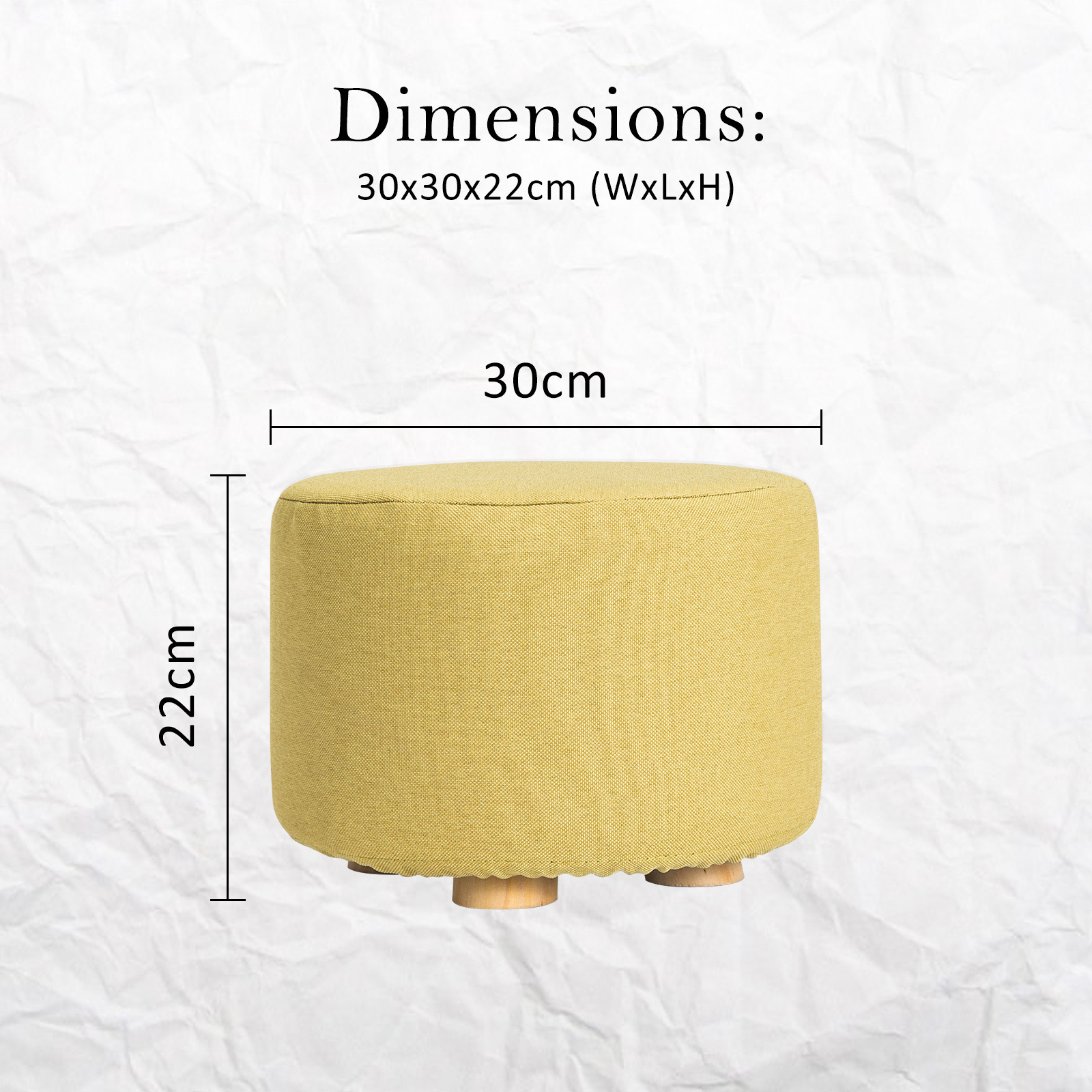 La Bella Mustard Yellow Fabric Ottoman Round Wooden Leg Foot - La Bella Mustard Yellow Fabric Ottoman Round Wooden Leg Foot
