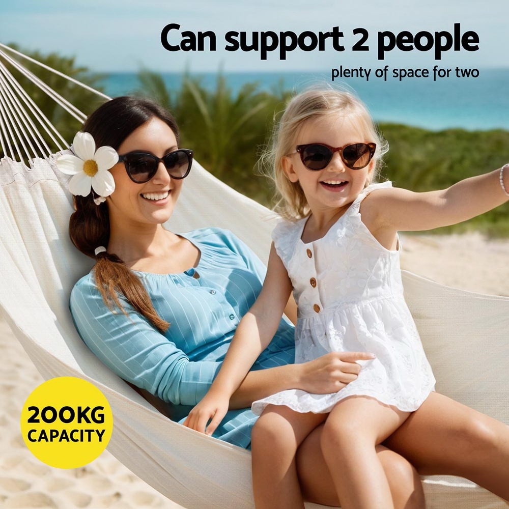 Gardeon Hammock Bed w/ Travel Bag Outdoor Lounge Chair Cream - Gardeon Hammock Bed w/ Travel Bag Outdoor Lounge Chair Cream