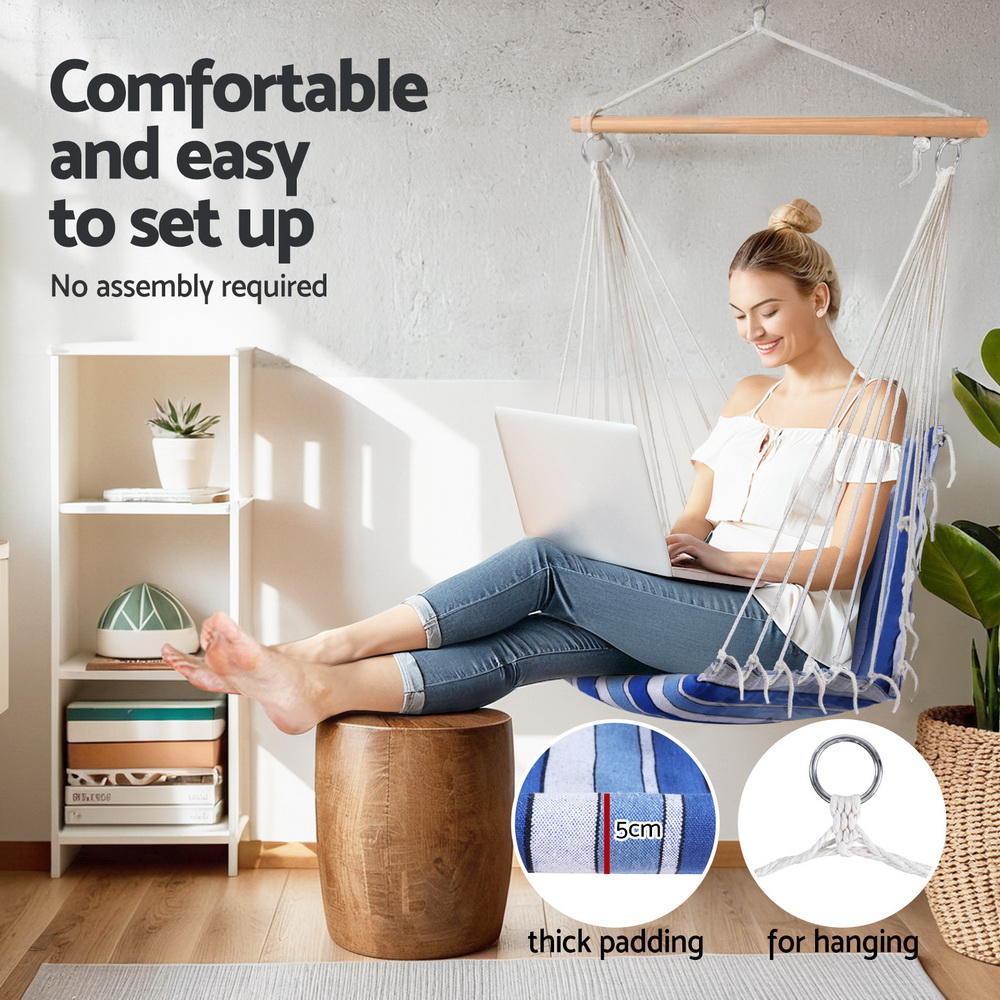 Gardeon Hammock Chair Swing Camping Blue - Australia Online - Gardeon Hammock Chair Swing Camping Blue - Australia Online