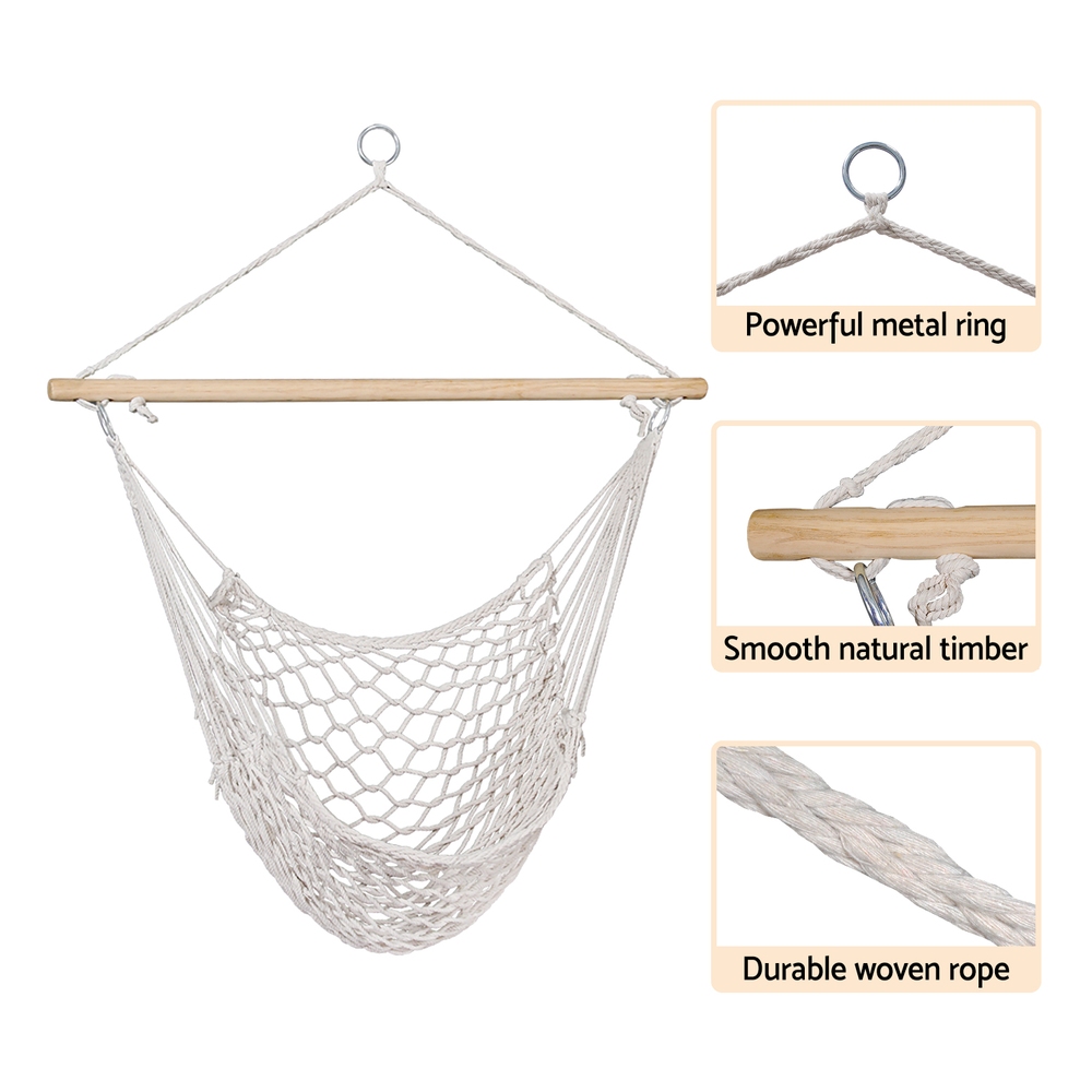 Gardeon Hammock Chair Outdoor Hanging Camping Mesh Indoor Cr - Gardeon Hammock Chair Outdoor Hanging Camping Mesh Indoor Cr