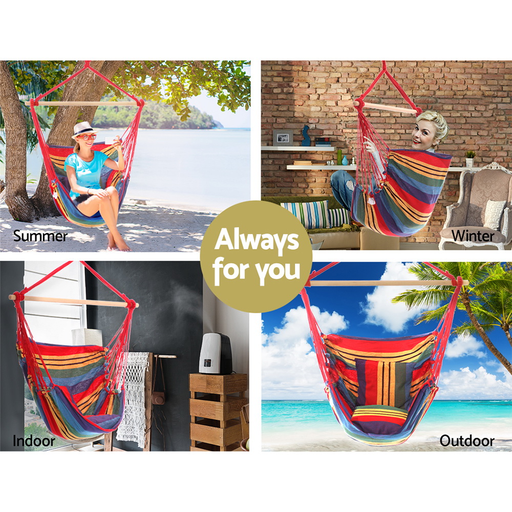 Gardeon Hammock Chair Outdoor Camping Hanging Hammocks Cushi - Gardeon Hammock Chair Outdoor Camping Hanging Hammocks Cushi