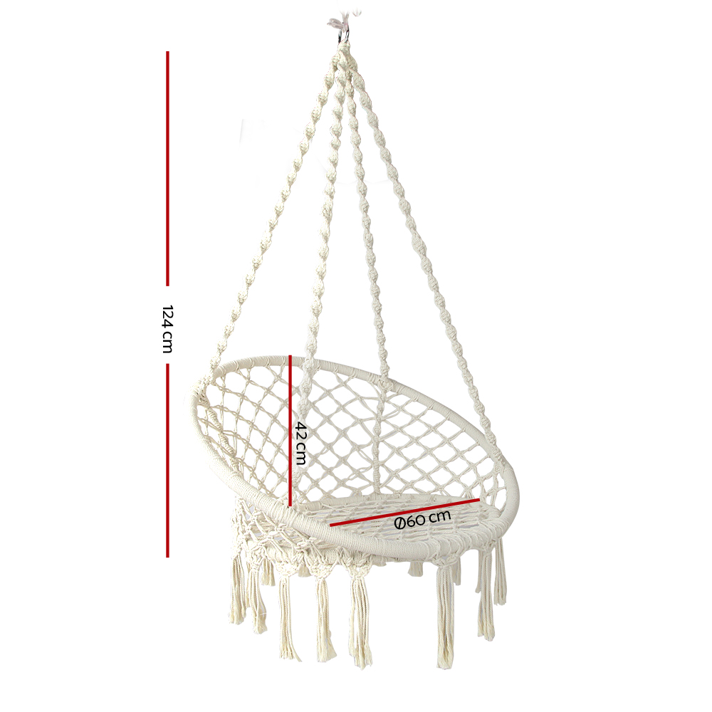  Gardeon Hammock Chair Outdoor Hanging Macrame Cotton Indoor