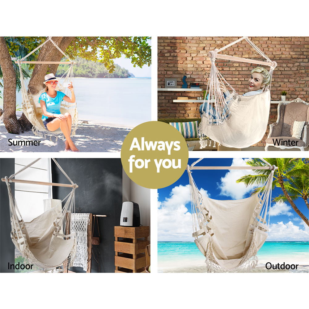 Gardeon Hanging Hammock Chair Outdoor Swing Hammocks Tassel - Gardeon Hanging Hammock Chair Outdoor Swing Hammocks Tassel