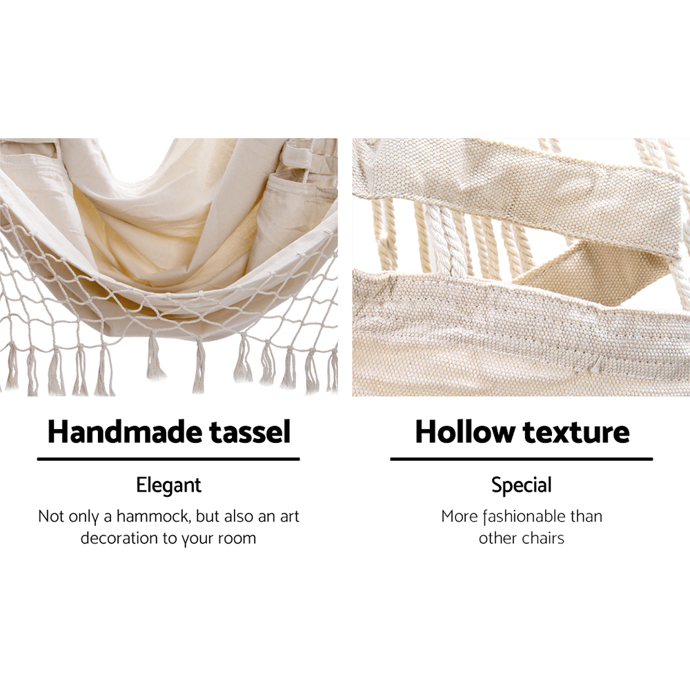 Gardeon Hanging Hammock Chair Outdoor Swing Hammocks Tassel - Gardeon Hanging Hammock Chair Outdoor Swing Hammocks Tassel