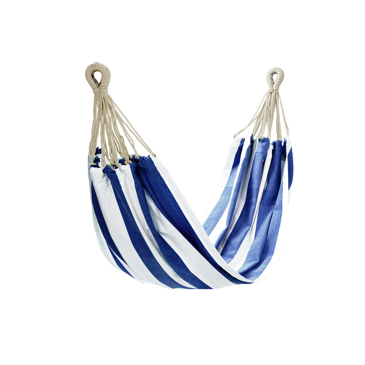 Hammock IDC Homewares Blue Striped Single Size Cotton Hammock 150 x