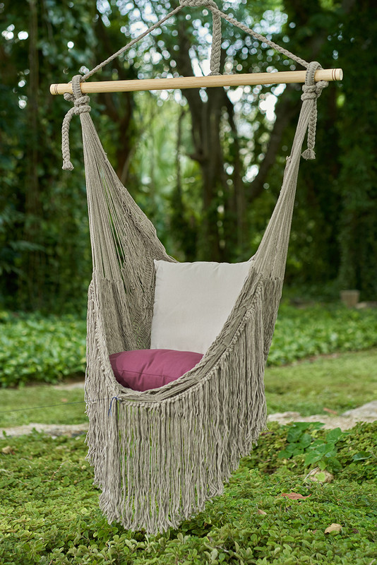  Fringed Cotton Rope Mexican Hammock Swing from Mexico in Dre