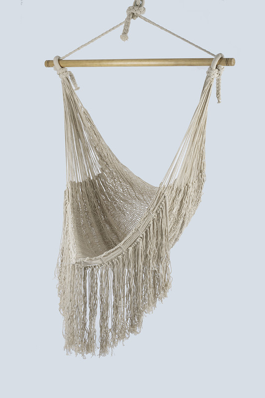  Fringed Cotton Rope Mexican Hammock Swing from Mexico in Ivo