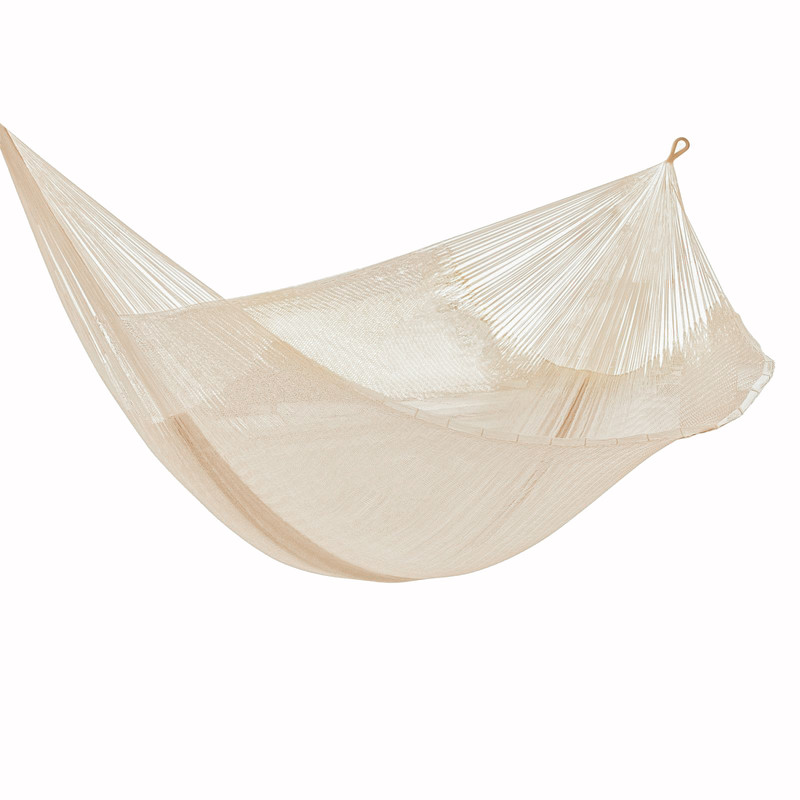 Mayan Legacy King Size Super Nylon Mexican Hammock in Cream - Mayan Legacy King Size Super Nylon Mexican Hammock in Cream